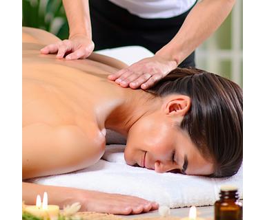 Therapist performing a relaxing back massage